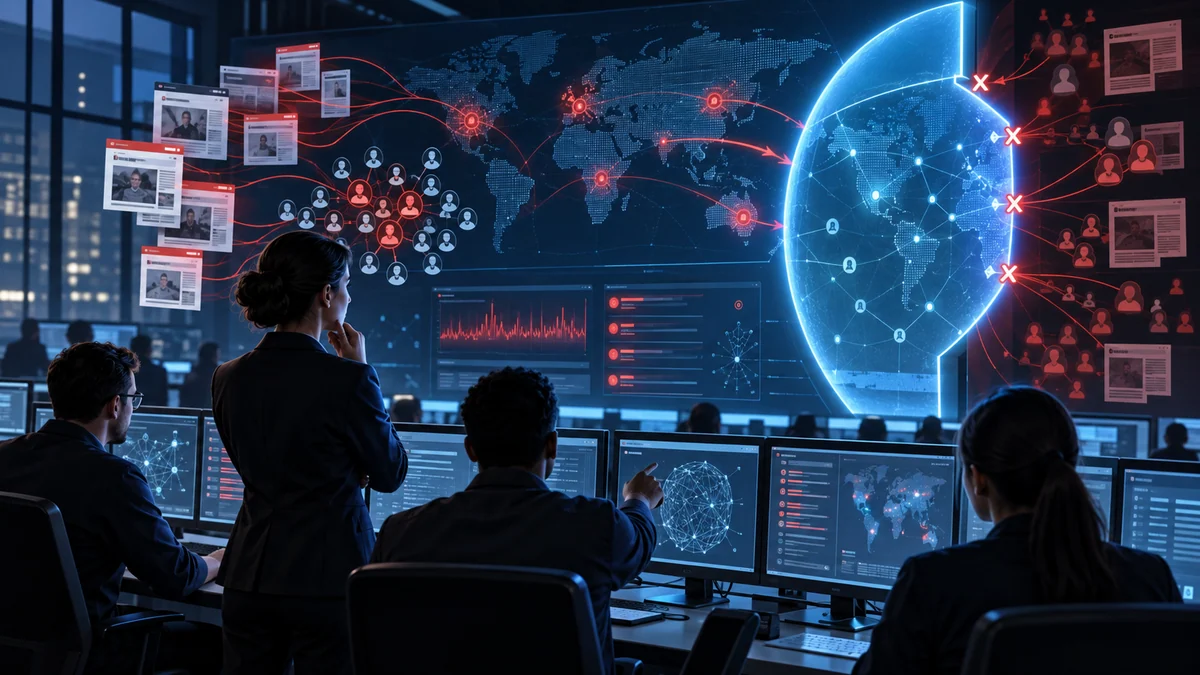 A security operations team detecting coordinated fake accounts and intrusion signals with human review