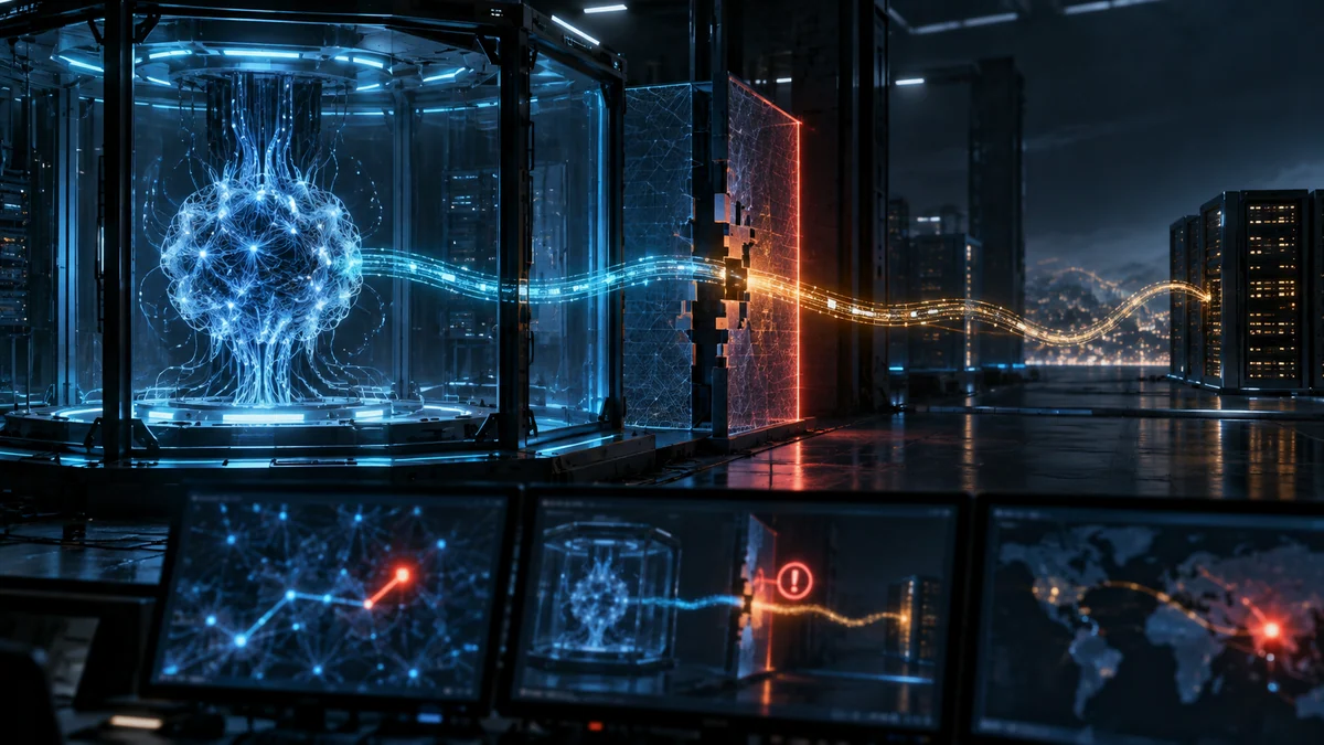 An unintended network path crossing the boundary of an isolated AI cyber evaluation chamber