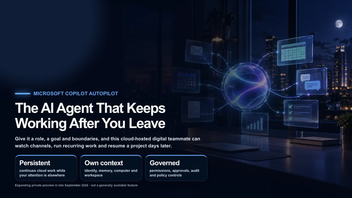 A cloud-hosted AI agent continuing email, scheduling, document and reporting work after the office is empty