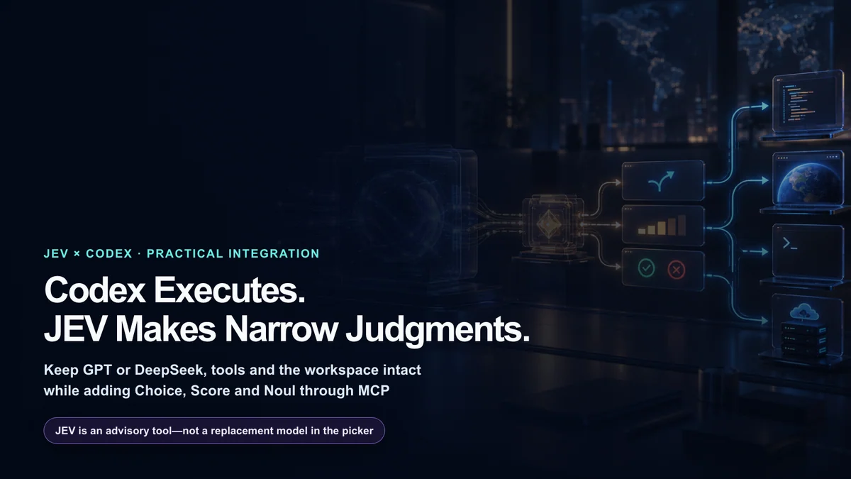 A coding agent remains in control while a compact decision engine returns three structured judgments