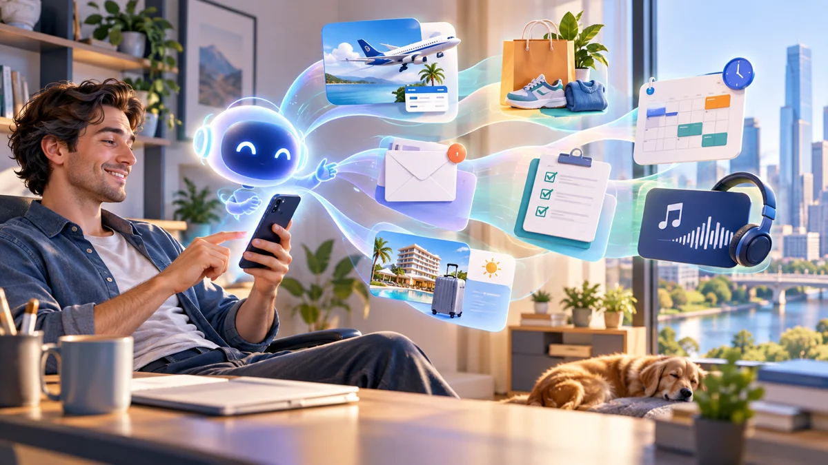 A personal AI agent coordinating travel, shopping, messages, schedules and media