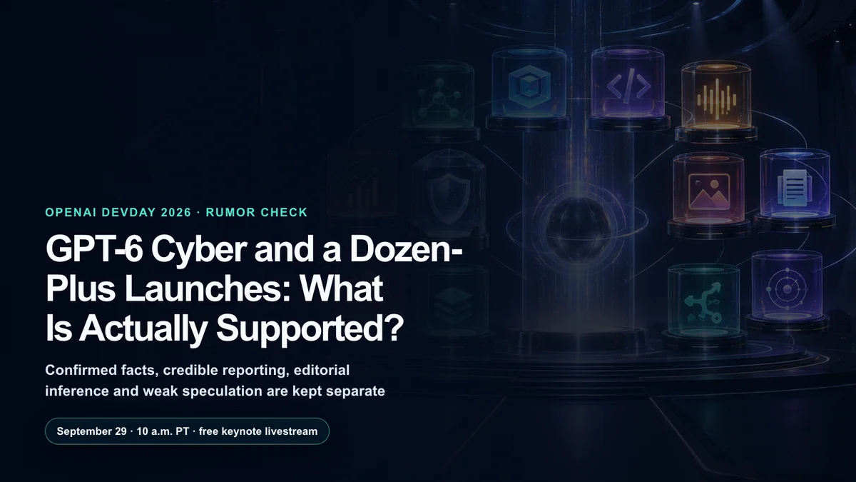 A DevDay rumor analysis scene with twelve product modules and a distinct cyber-defense area