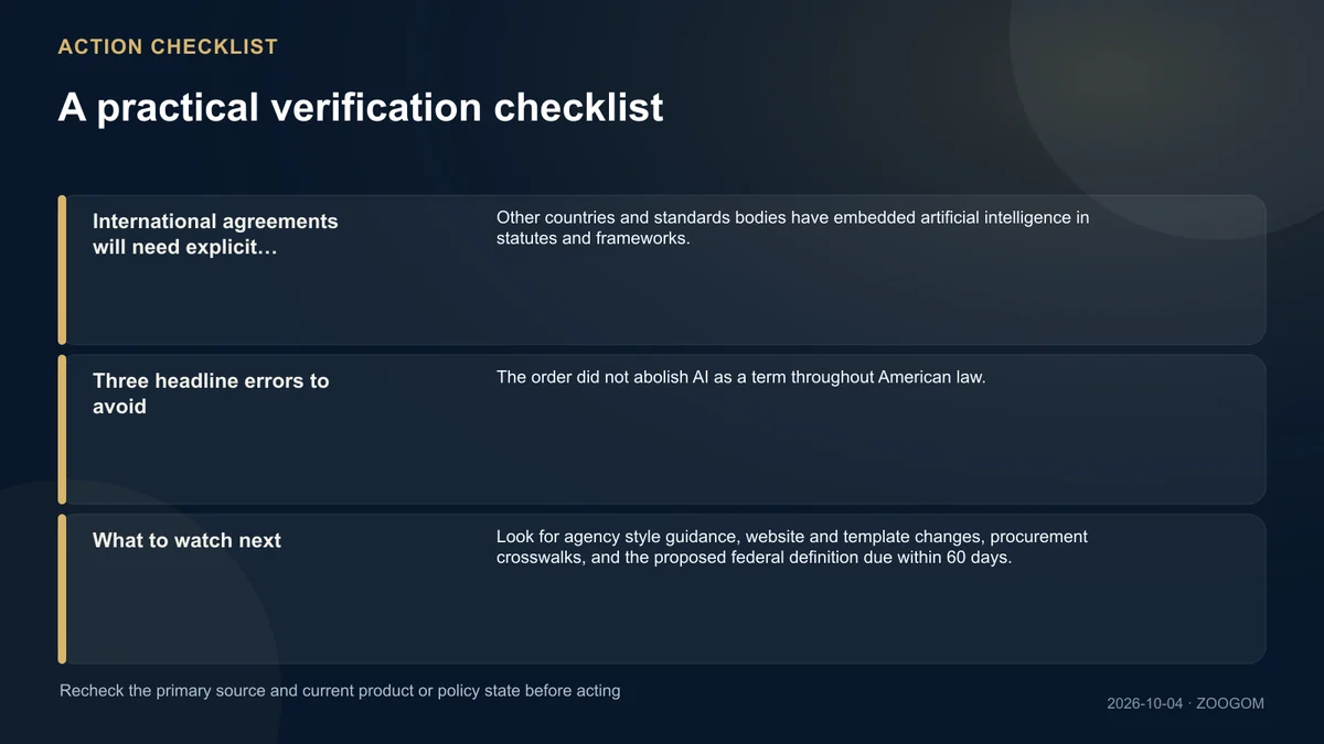 Checklist of facts and safeguards to verify before acting