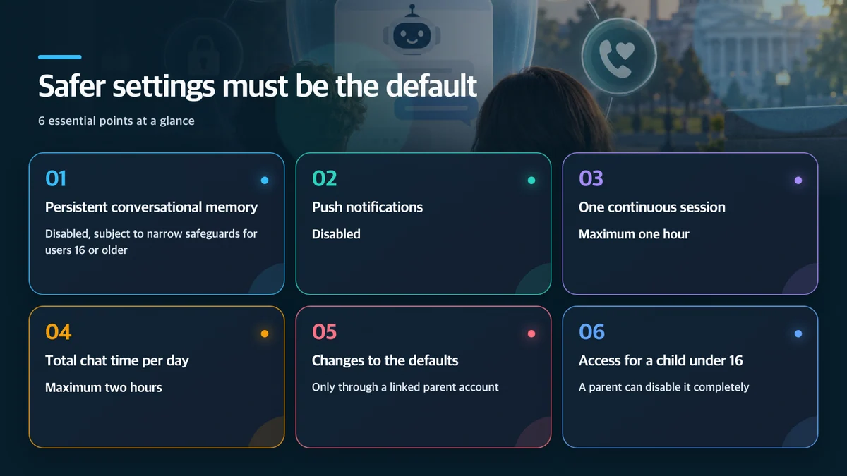 Safer settings must be the default: Protection, Default for a child account