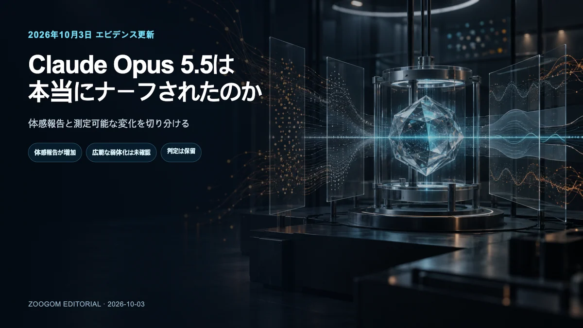 Claude Opus 5.5の体感低下と統制された測定を切り分ける10月の検証ビジュアル