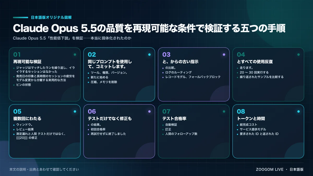 Claude Opus 5.5の品質を再現可能な条件で検証する五つの手順
