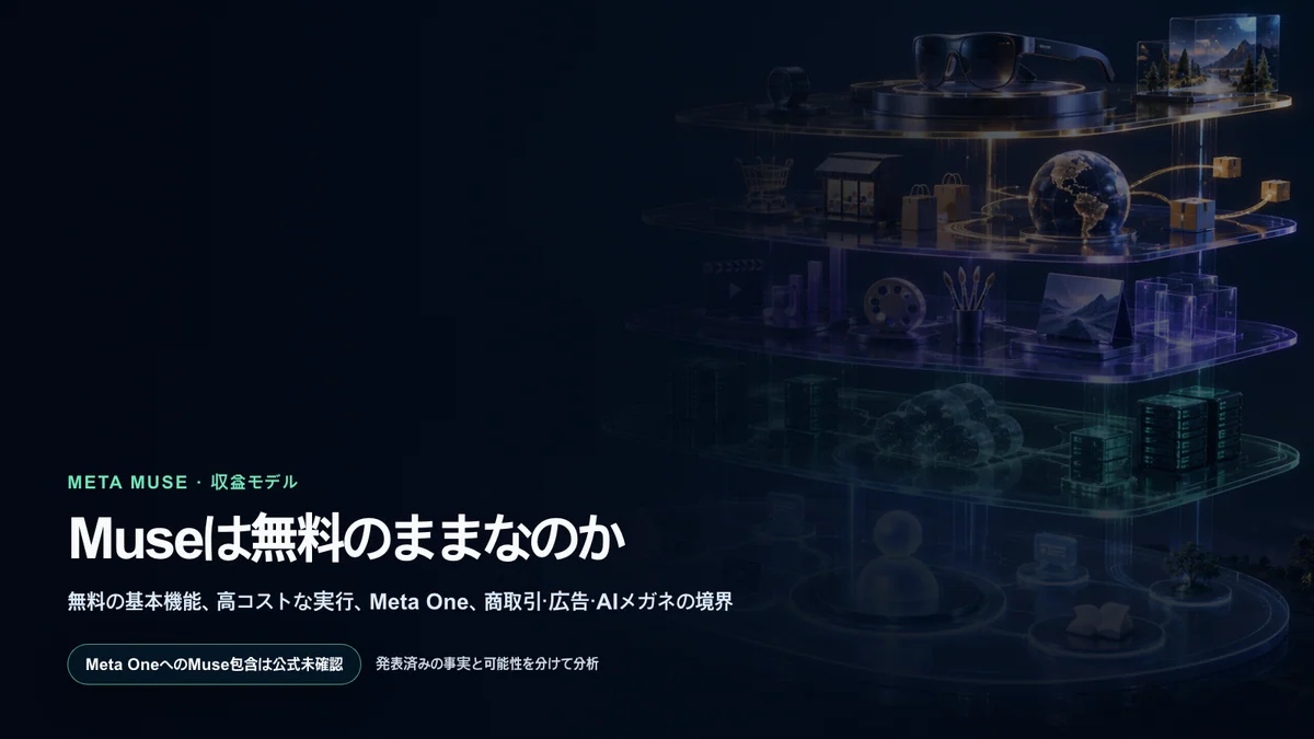 無料の個人AI基盤に計算資源、創作、商取引、AIメガネの有料層が重なる構造