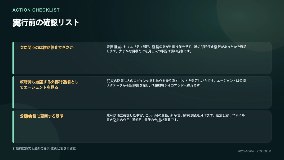 行動前に確認する項目のチェックリスト