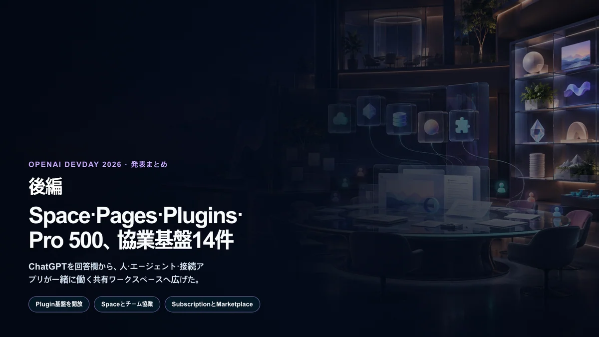 OpenAI DevDay 2026のSpace・Pages・Plugins・Pro 500まとめ