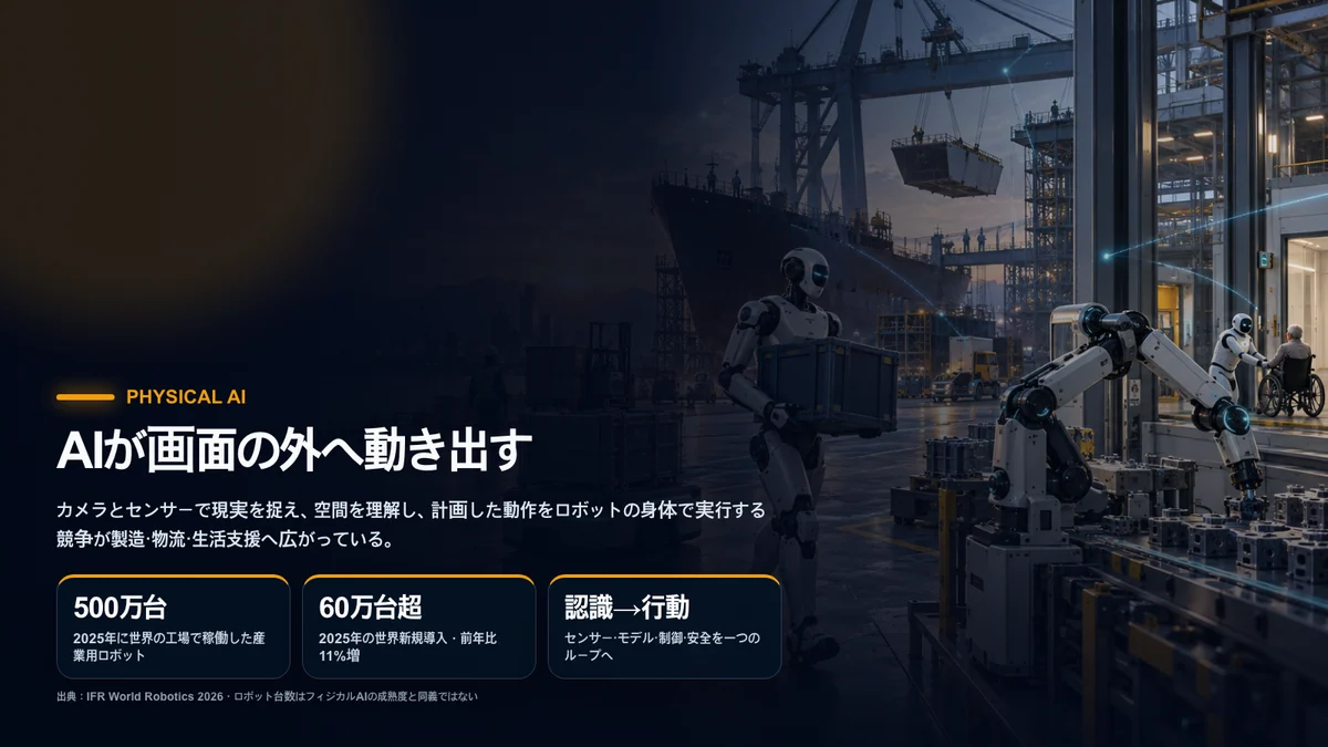 製造、物流、造船、生活支援の現場で人と共に動く多様なAIロボット