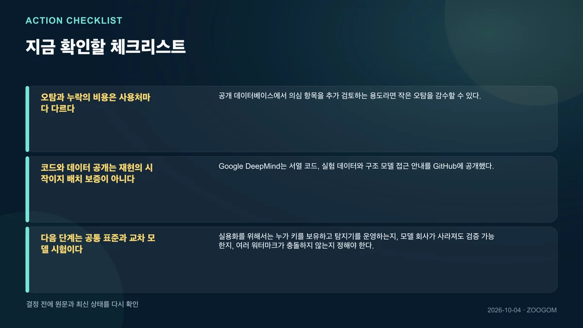 독자가 확인할 항목을 정리한 체크리스트