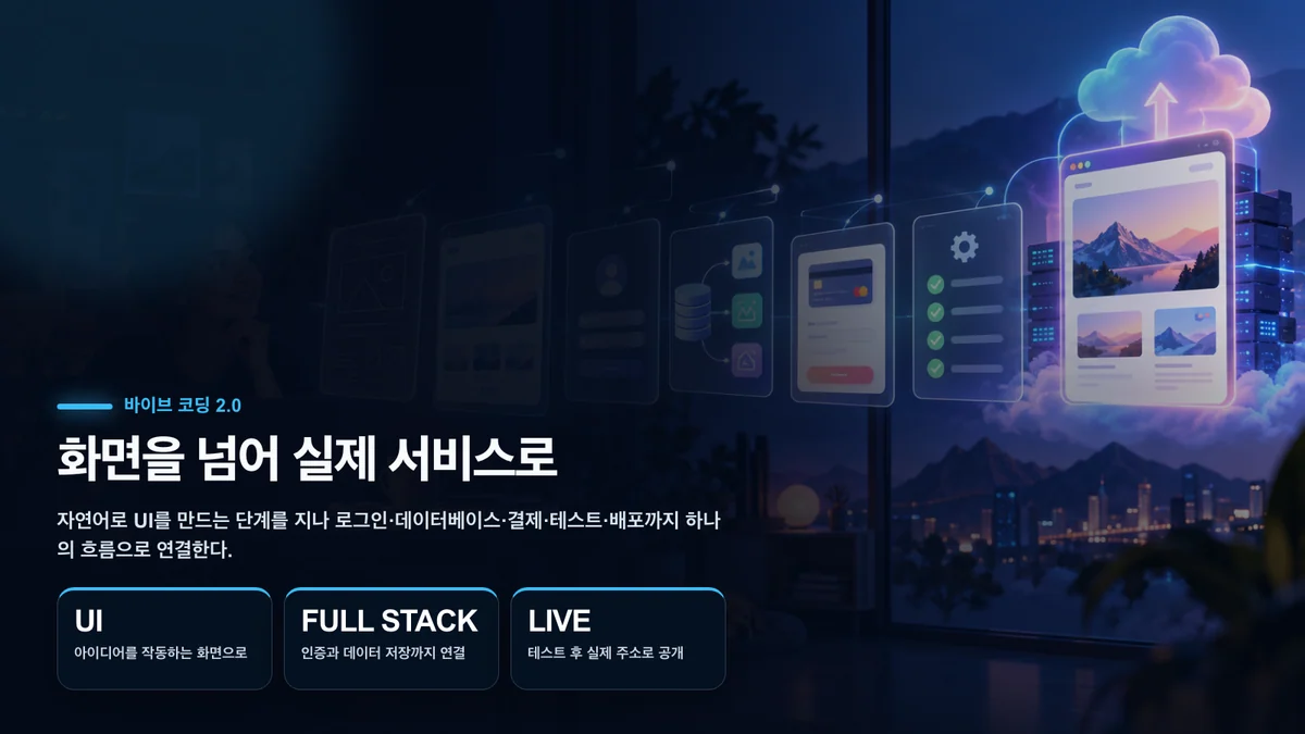 아이디어에서 로그인, 데이터베이스, 결제, 테스트와 배포를 거쳐 실제 서비스가 완성되는 모습
