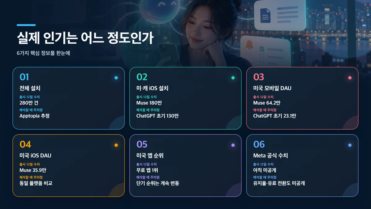 Muse 초기 인기 지표: 지표, 출시 12일 수치, 해석할 때 주의점